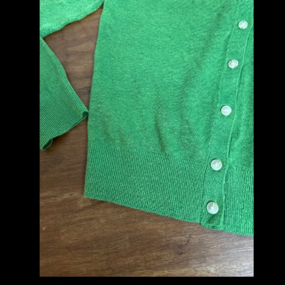 ANN TAYLOR THE ANN CARDIGAN LINEN BLEND BUTTON FRONT NWOT $90 M GREEN - Picture 5 of 5